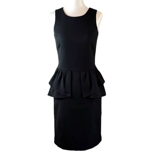 MICHAEL Kors sleeveless black dress peplum style with exposed back zipper. Sz 00 - Picture 1 of 12